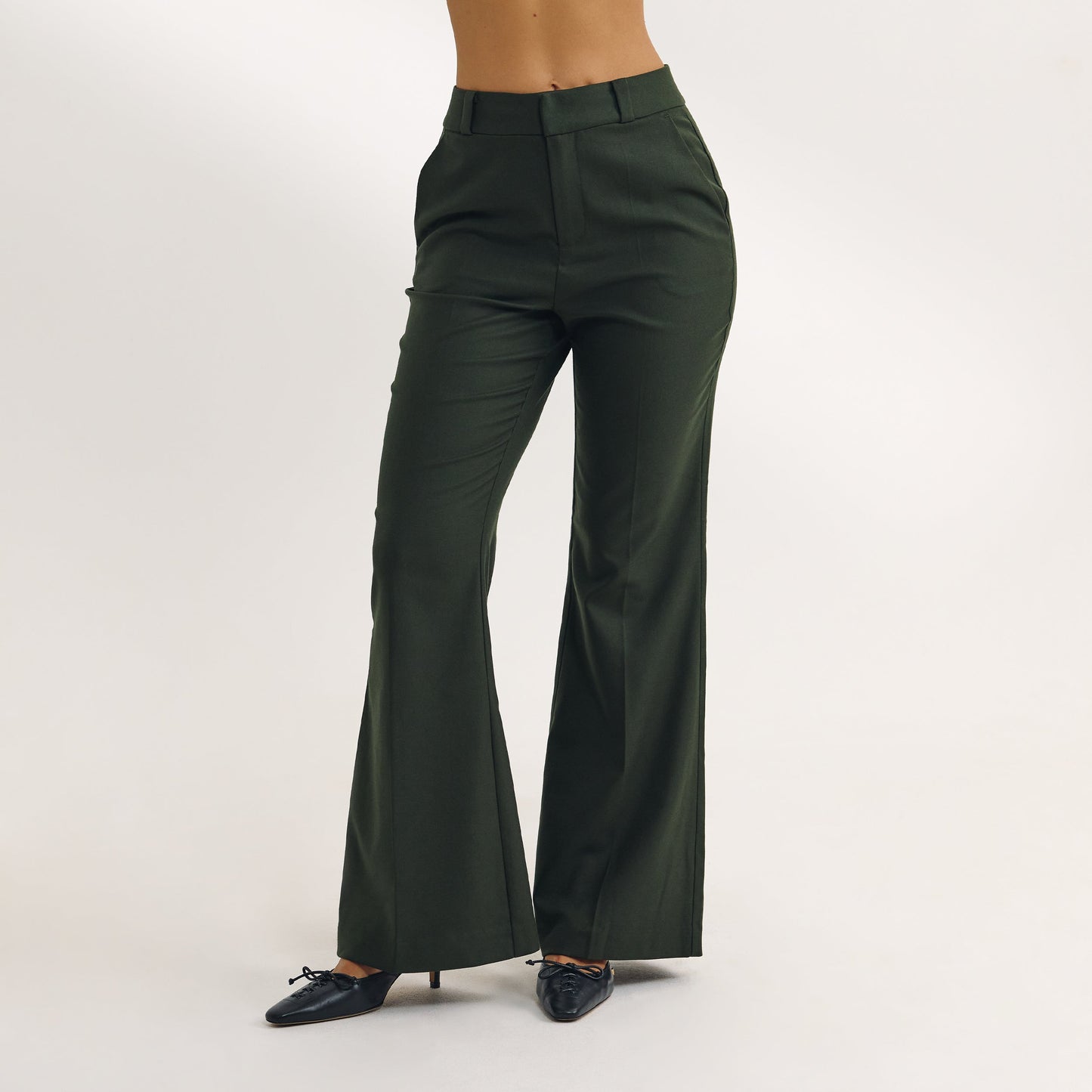 Flared Trousers - Dark Green