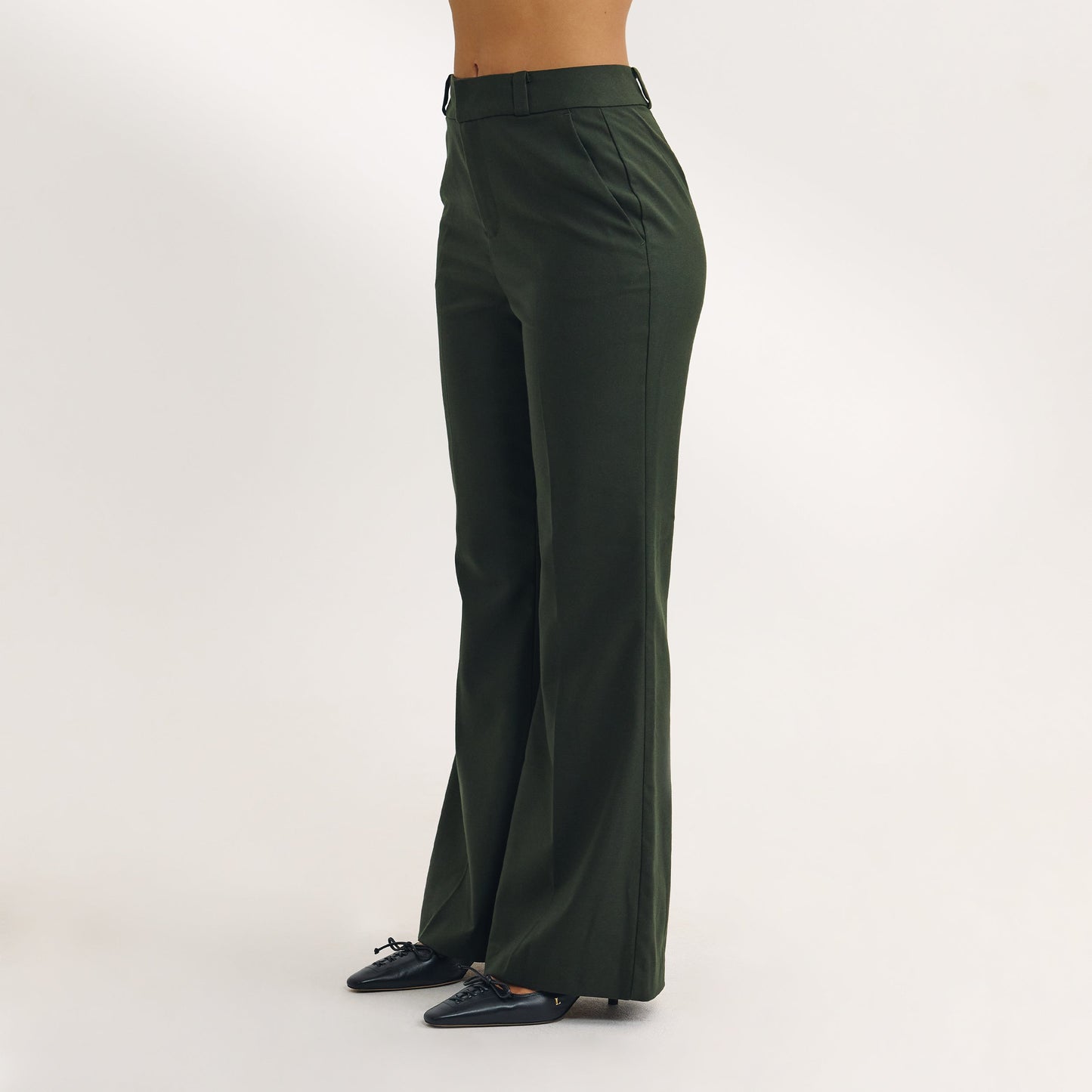 Flared Trousers - Dark Green