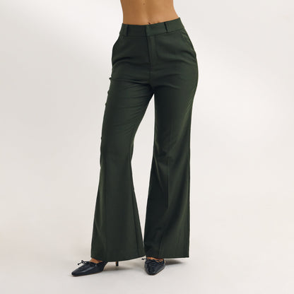 Flared Trousers - Dark Green