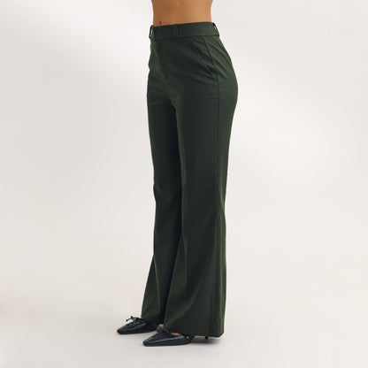Flared Trousers - Dark Green