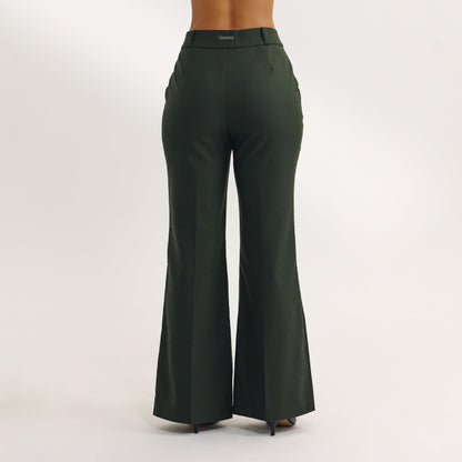 Flared Trousers - Dark Green